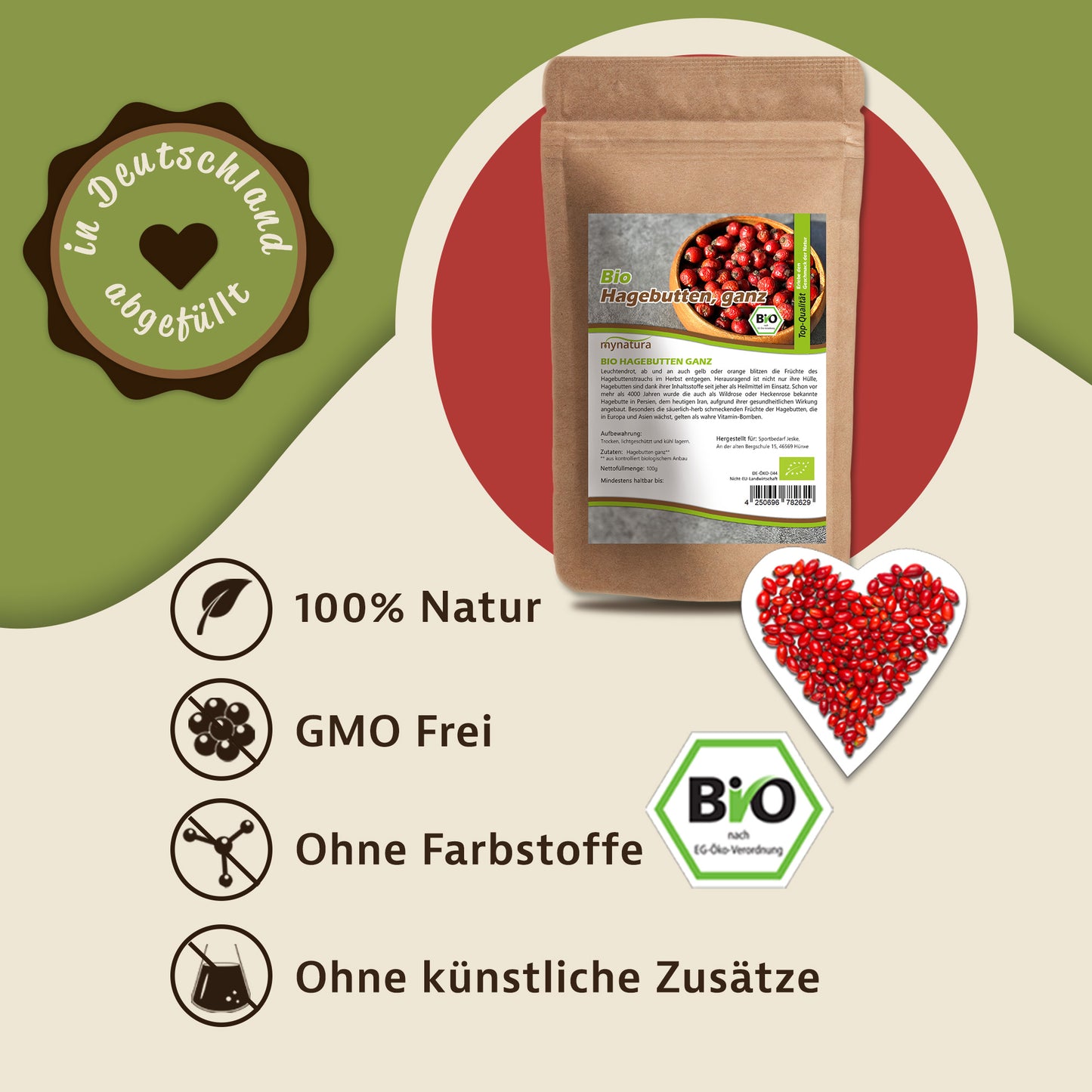 Bio Hagebutten ganz getrocknet - im Beutel ab 1kg