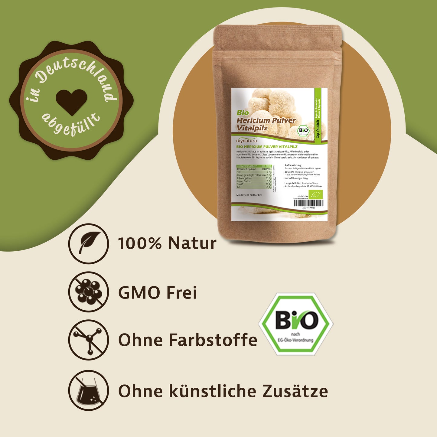 Bio Hericium Pulver – im Beutel ab 200g