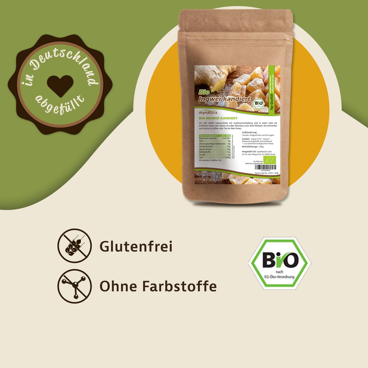 Bio Ingwer kandiert - im Beutel ab 1kg