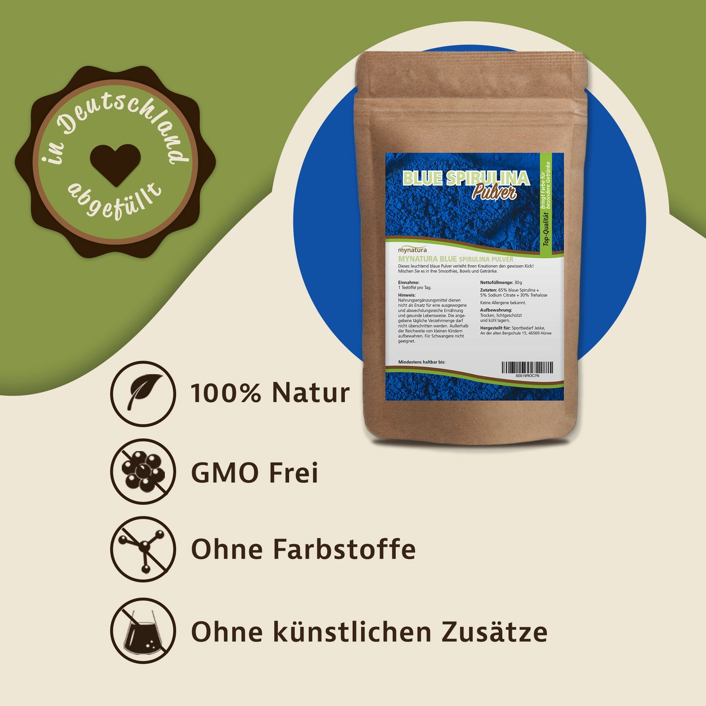 Blaues Spirulina Pulver – im Beutel ab 30g