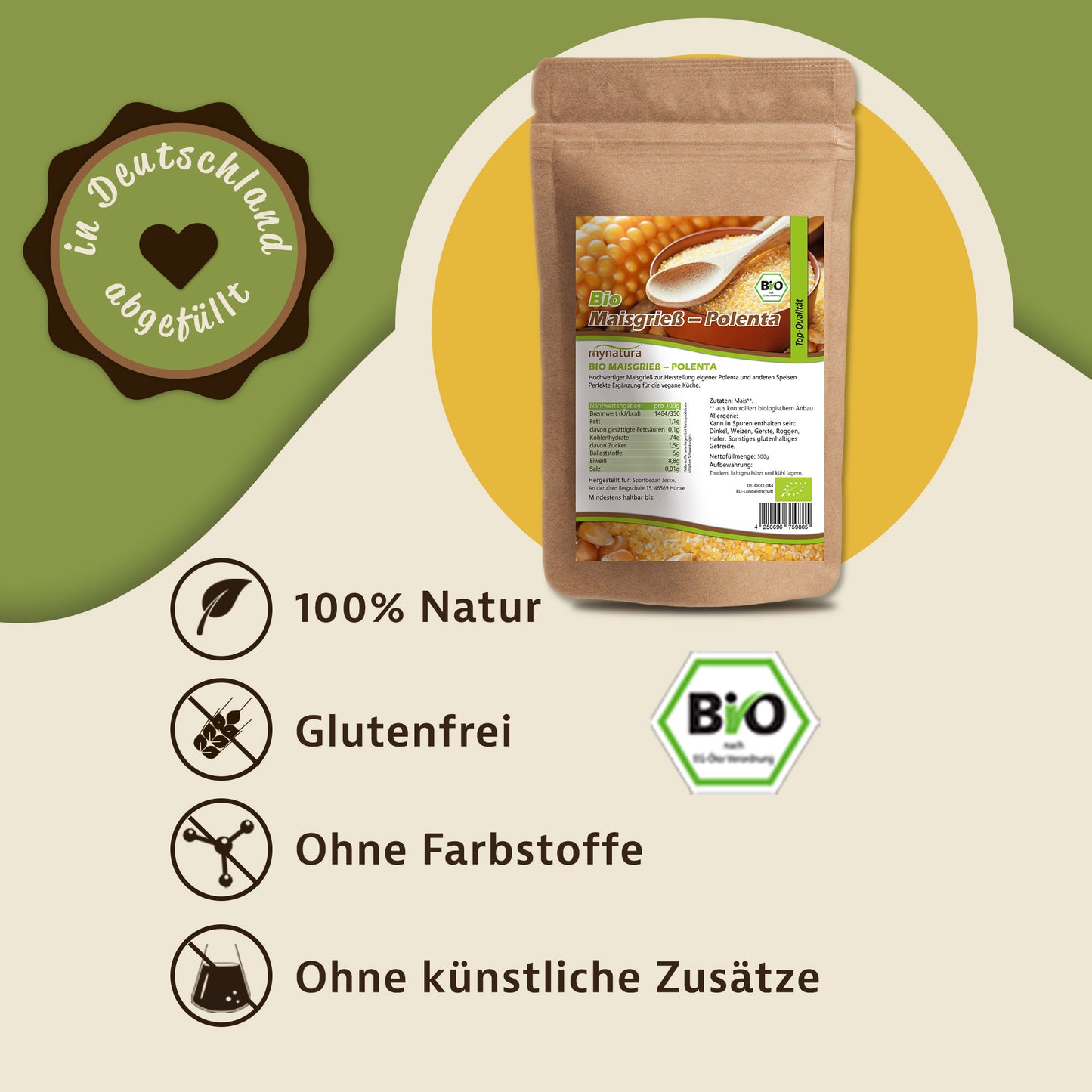 Mynatura Bio Maisgrieß Polenta im Beutel ab 1kg