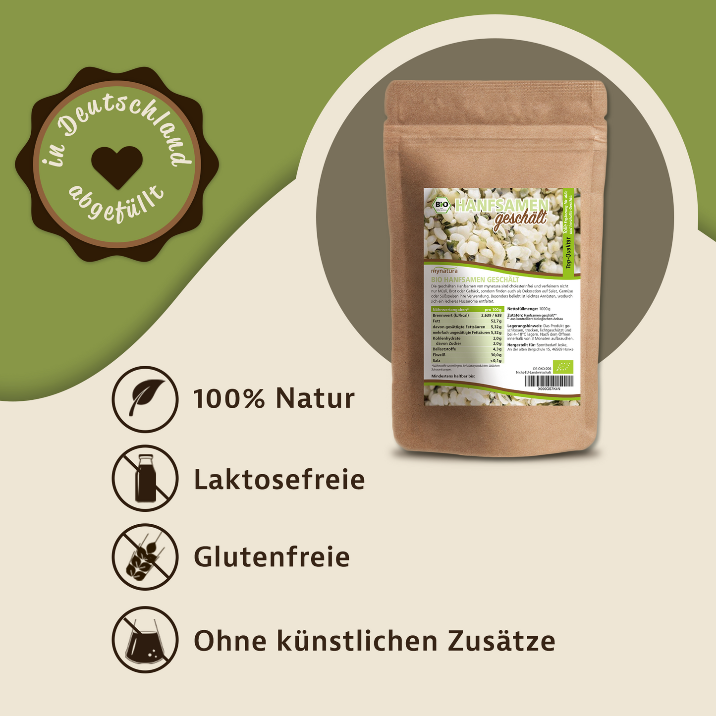 Bio Hanfsamen ungeschält – im Beutel ab 1kg