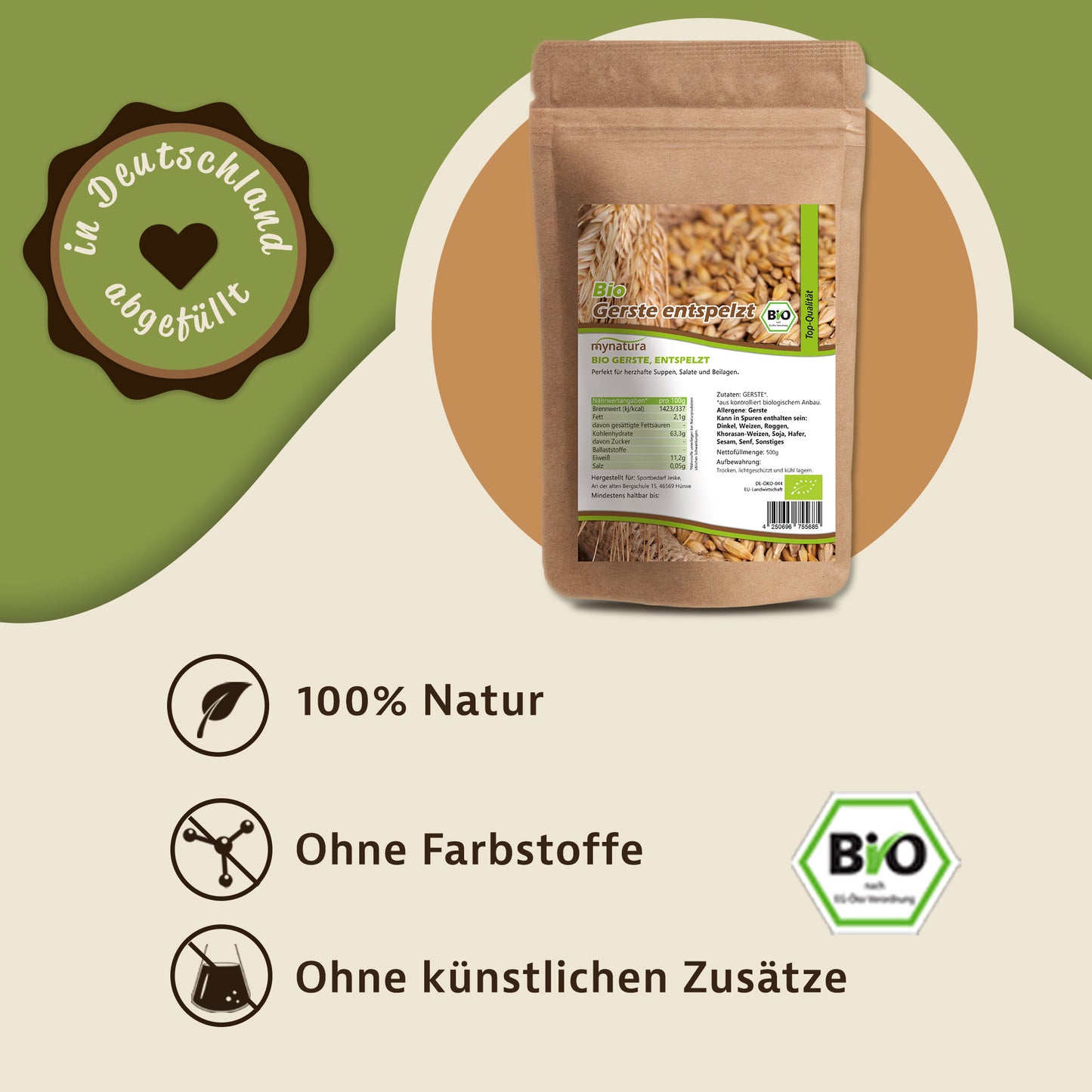 Mynatura Bio Gerste entspelzt im Beutel ab 500g
