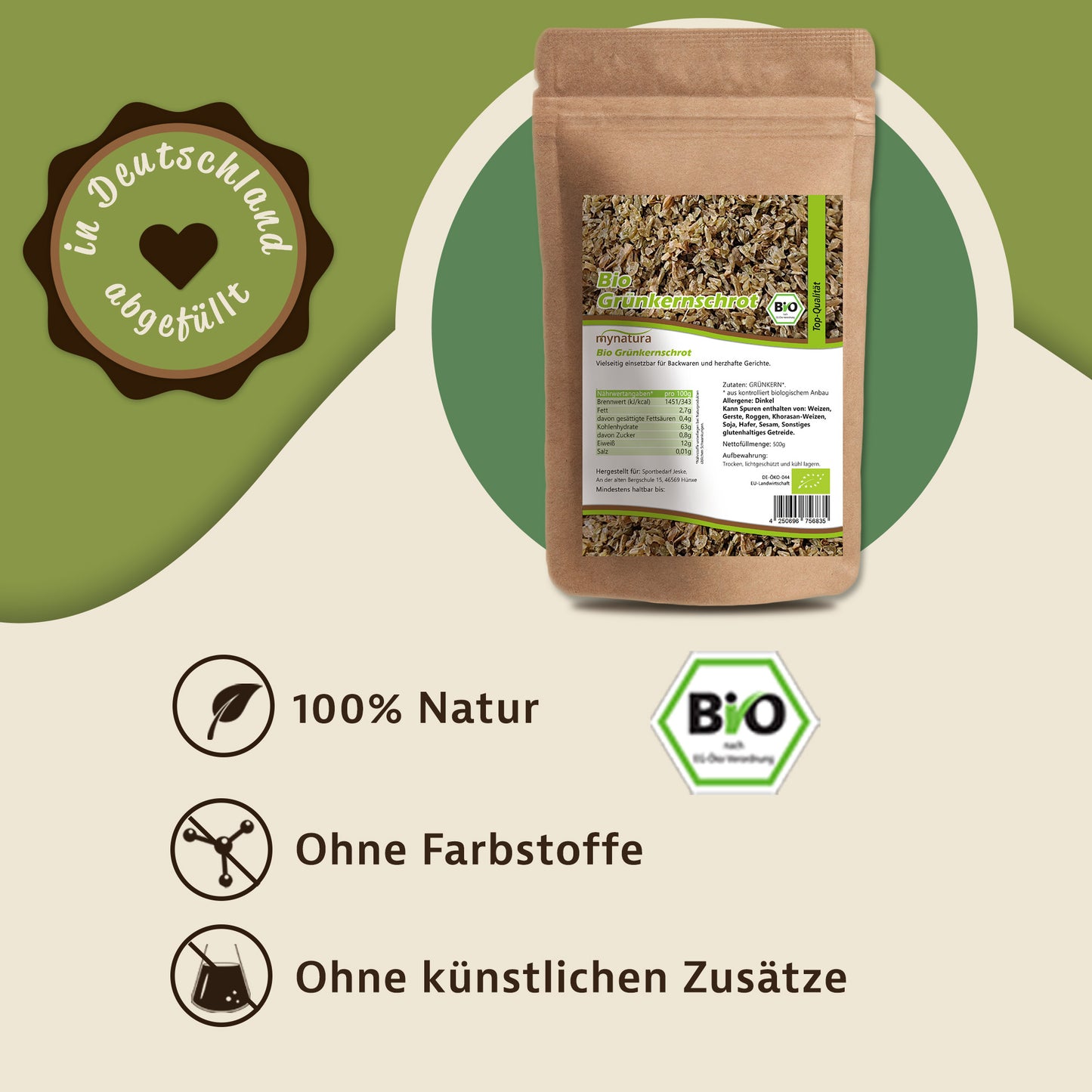 Mynatura Bio Grünkernschrot grob - im Beutel ab 1kg