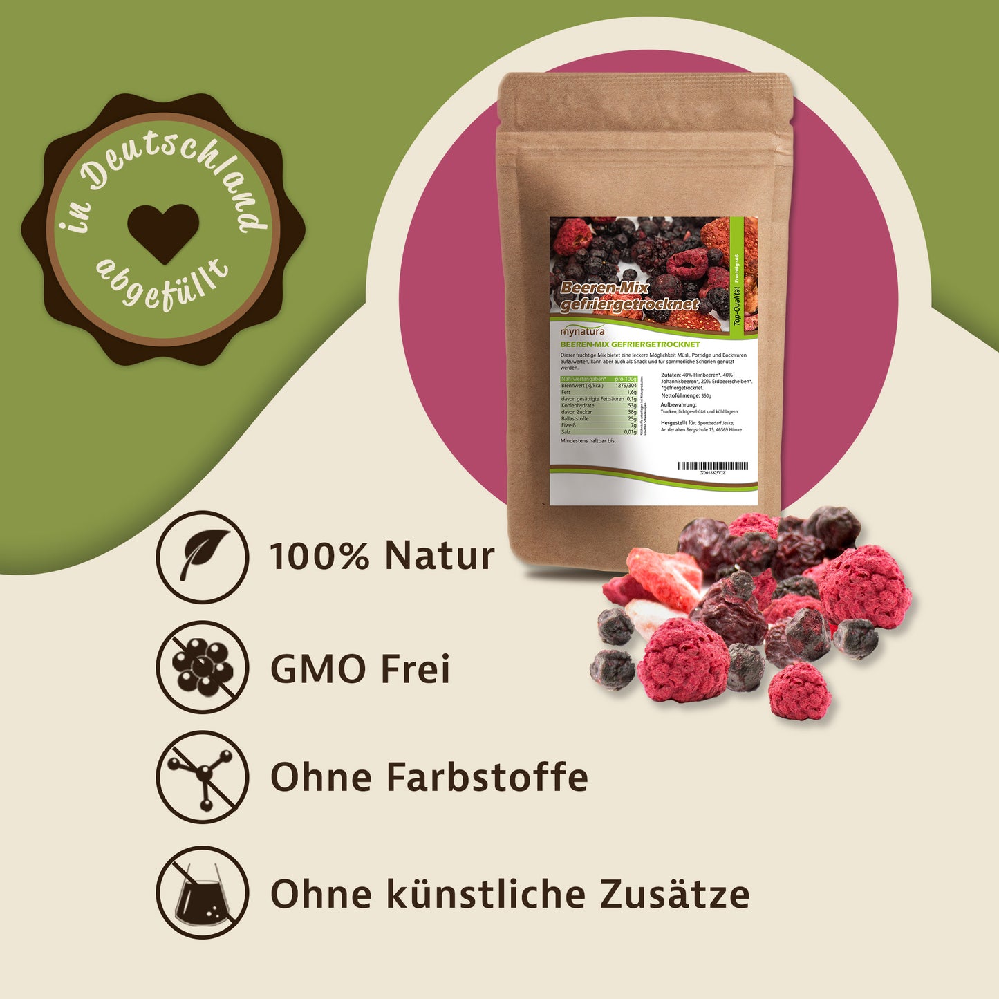 Mynatura Beeren-Mix gefriergetrocknet im Beutel ab 350g