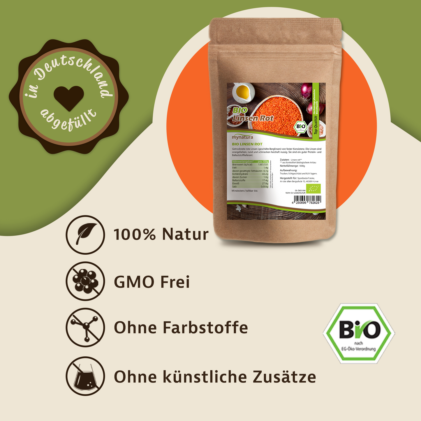 Mynatura Bio Rote Linsen – im Beutel ab 1kg