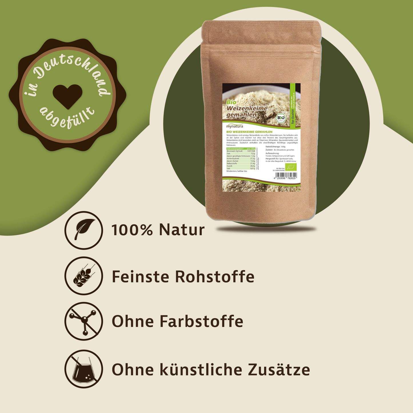 Mynatura Bio Weizenkeime stabilisiert gemahlen im Beutel ab 1kg