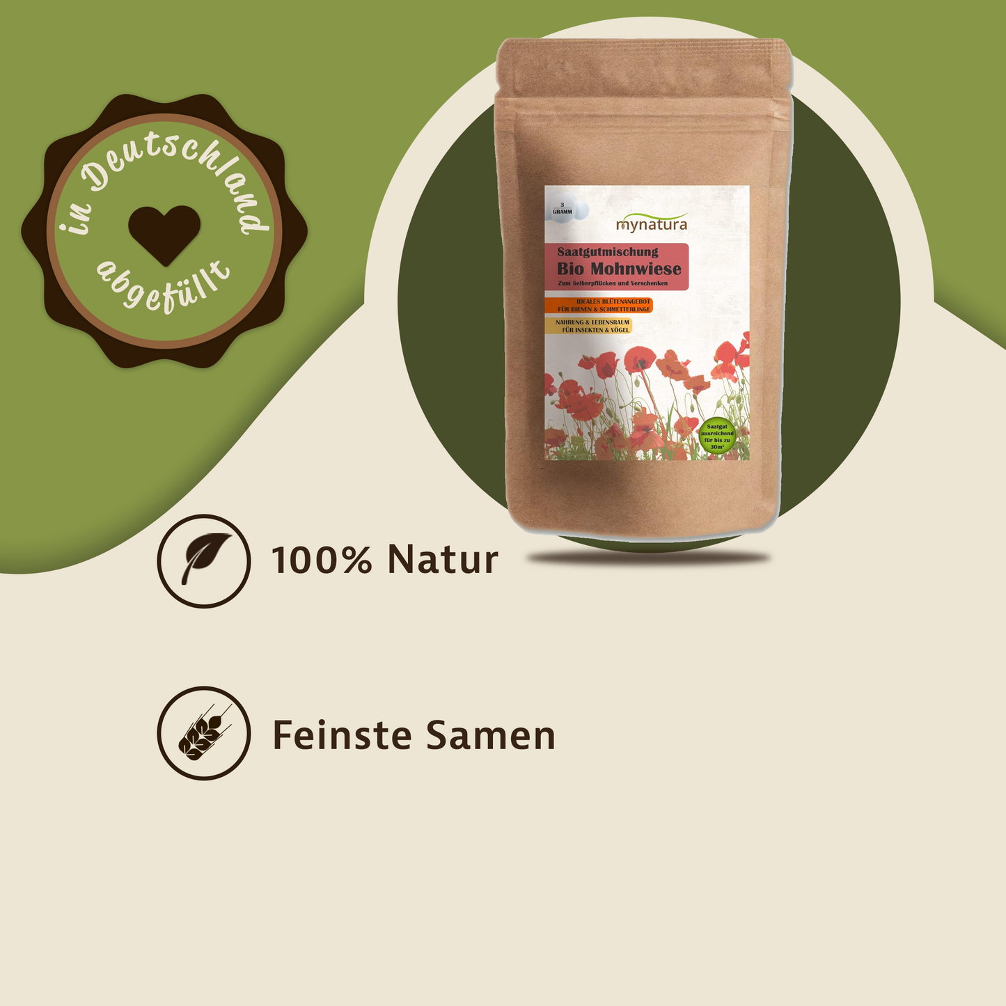 Bio Mohnwiese Saatgutmischung - im Beutel 3g