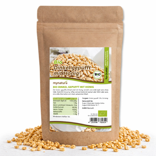 Bio Dinkel gepufft mit Honig – im Beutel ab 400g